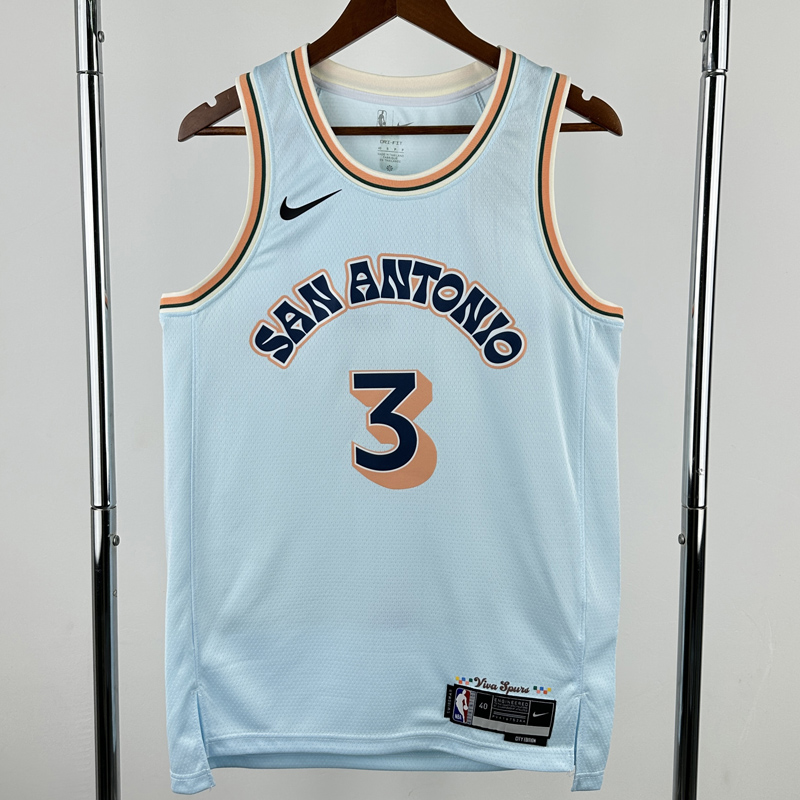 24-25 SA Spurs PAUL #3 Light blue City Edition Top Quality Hot Pressing NBA Jersey