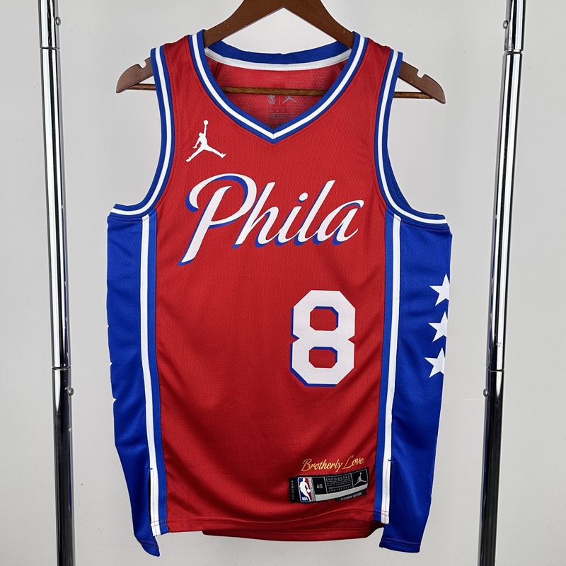 22-23 76ERS GEORGE #8 Red Top Quality Hot Pressing NBA Jersey (Trapeze Edition) 飞人版