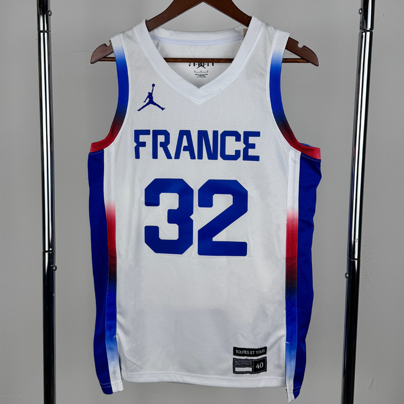 2024 Olympic Game France WEMBANYAMA # 32 White Basketball Jersey