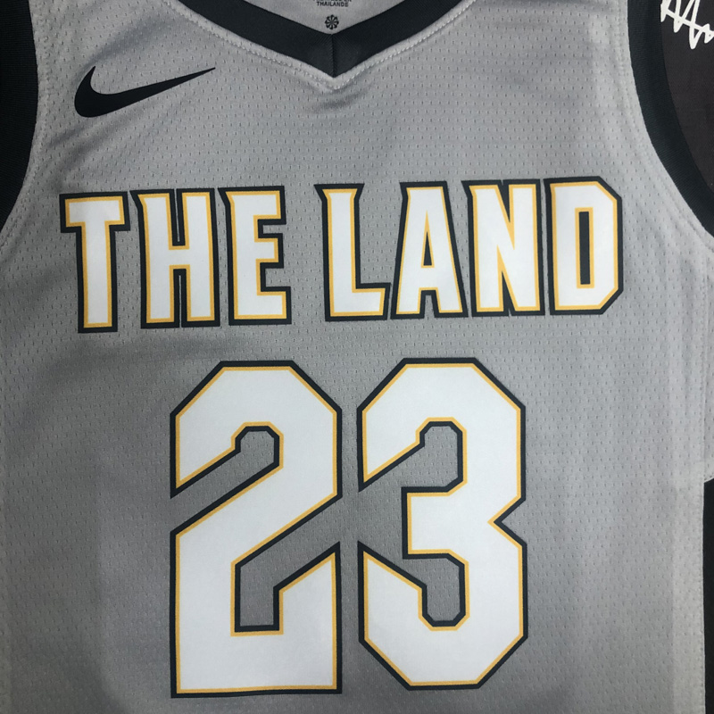 2018 Cleveland Cavaliers JAMES #23 Gray Top Qua...