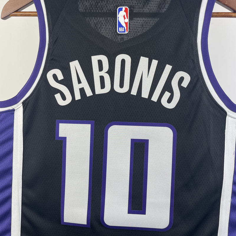23-24 Kings SABONIS #10 Black Top Quality Hot P...