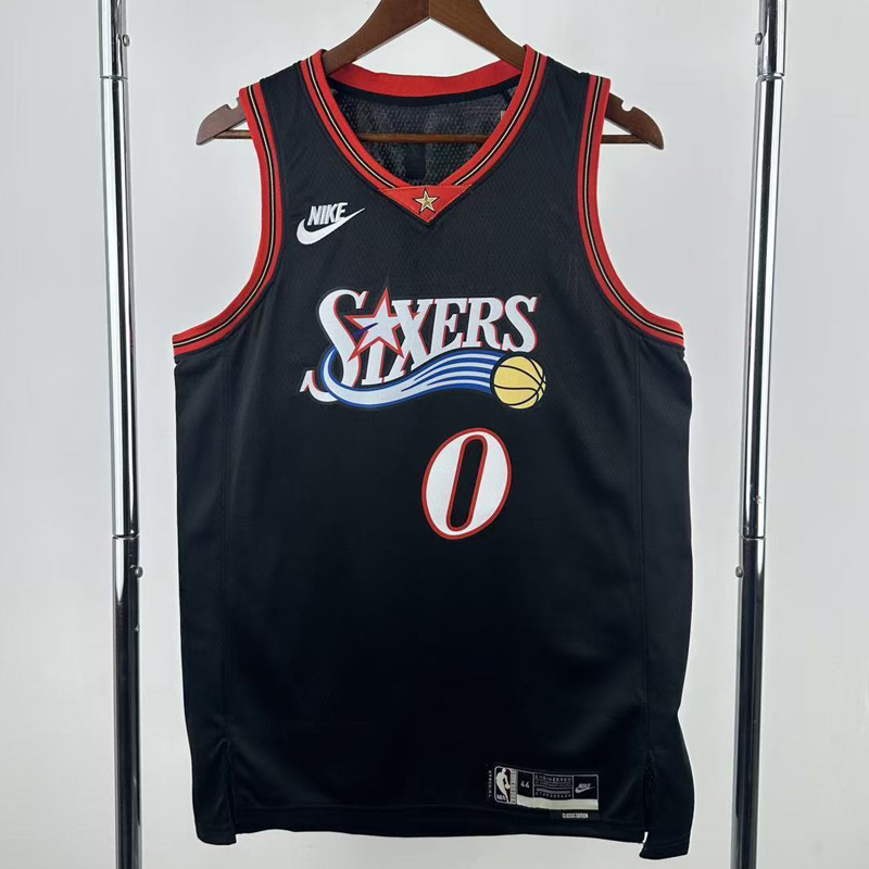 25-26 76ERS MAXEY #0 Black Top Quality Hot Pressing NBA Jersey (V领)