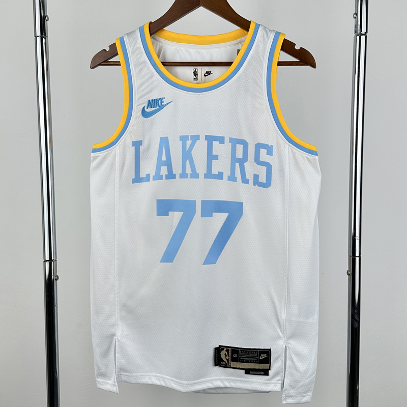 22-23 Lakers DONCIC #77 White Retro Top Quality Hot Pressing NBA Jersey