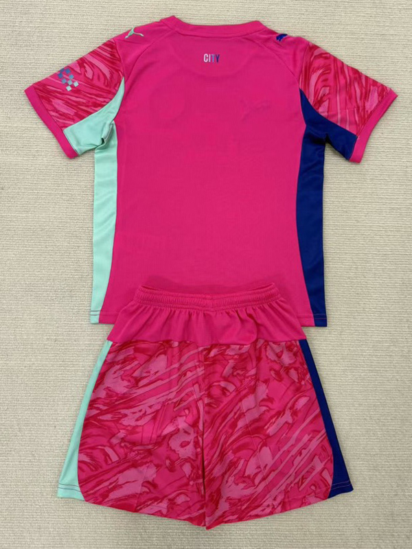 25-26 Man City Purple Goalkeeper Kids Soccer Jersey