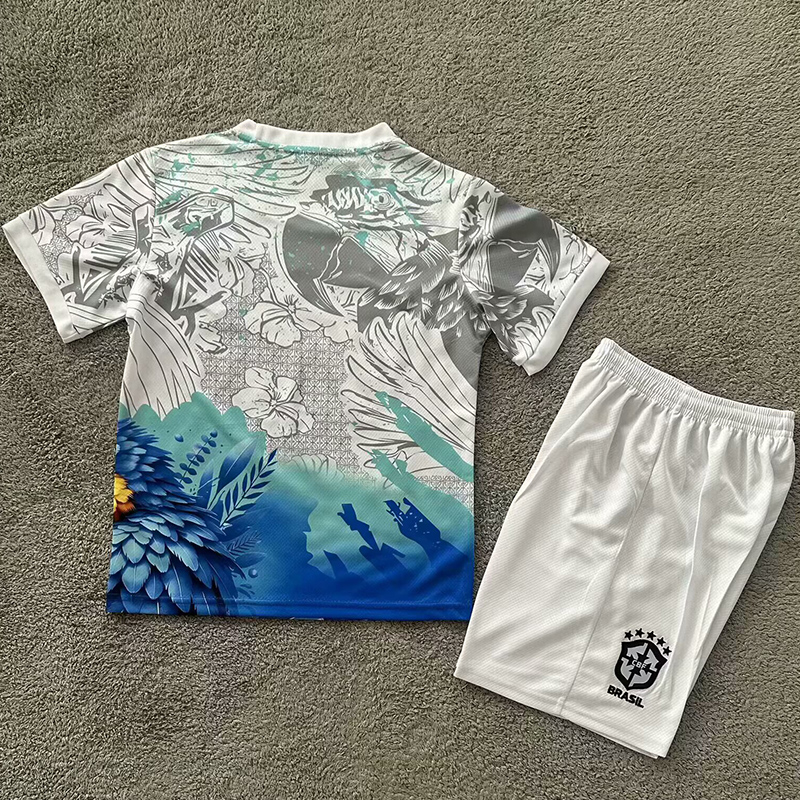 25-26 Brazil Blue White Special Edition Kids Soccer Jersey