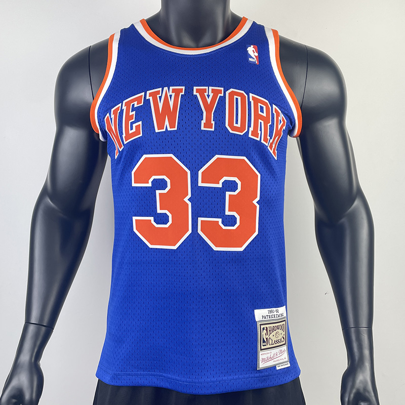 1991-92 KNICKS EWING #33 Blue Retro Top Quality...
