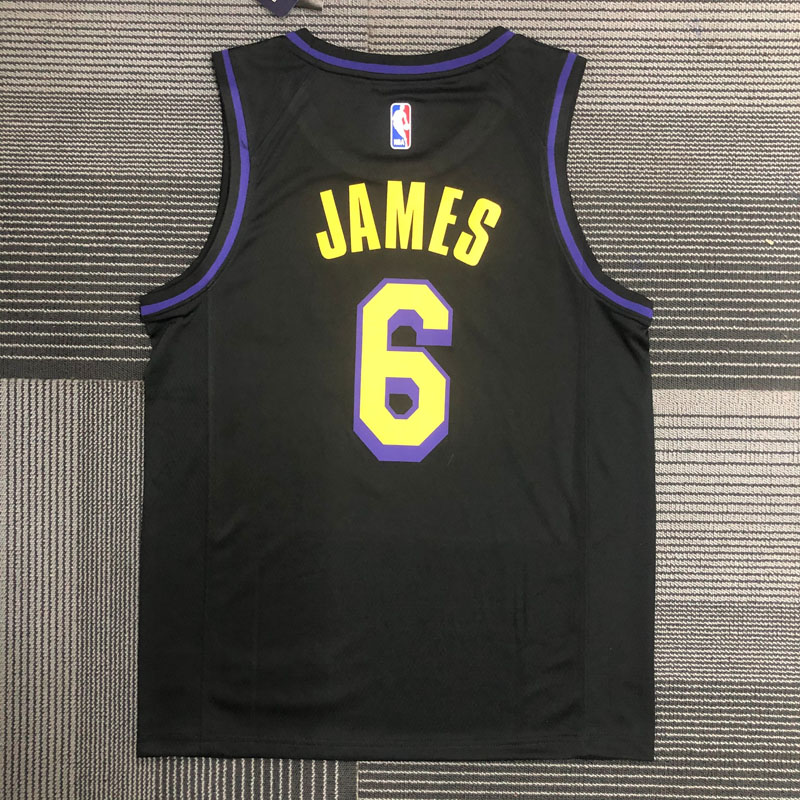 Lakers JAMES #6 Black Top Quality Hot Pressing ...
