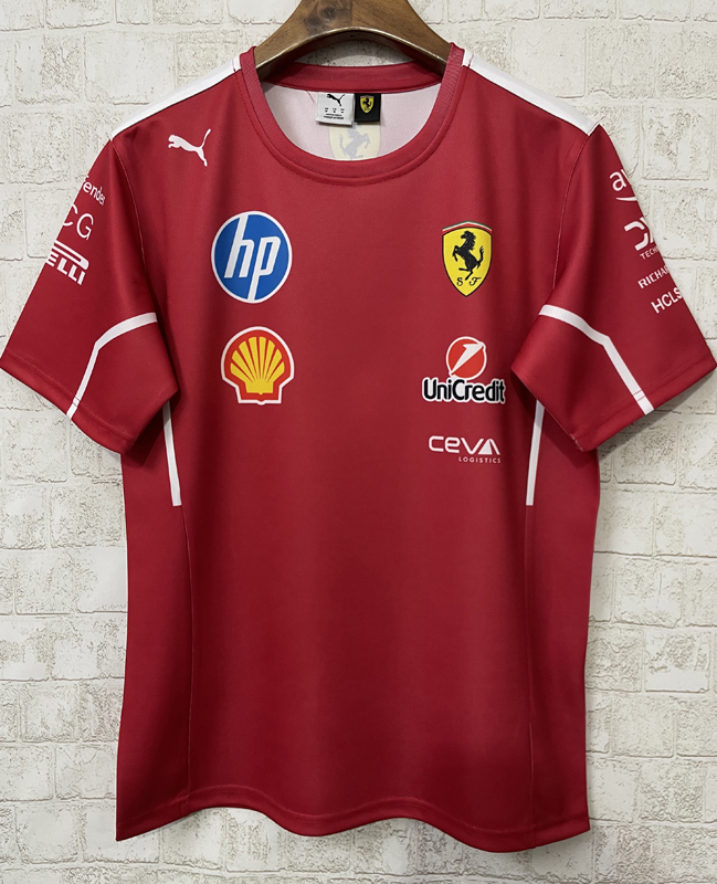 2025 F1 Ferrari Red T-Shirts Racing Suit (圆领)