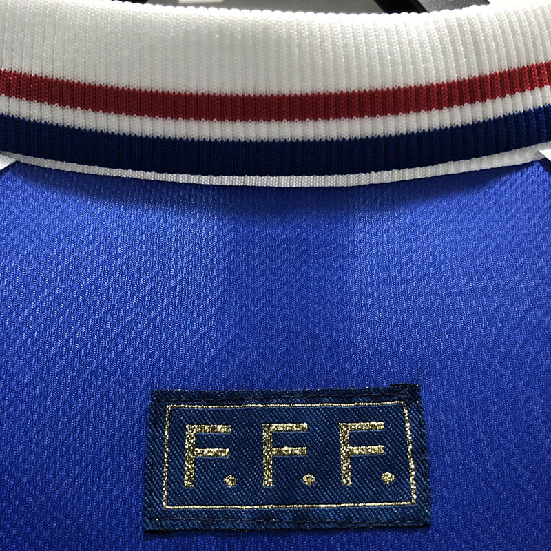 1998 France Home Long Sleeve Retro Soccer Jerse...