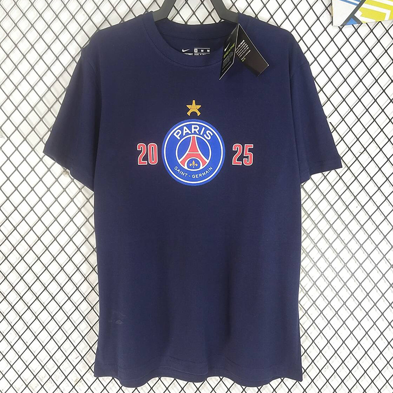 2025 PSG Royal blue High Quality Casual T-Shirt 宝蓝人名版