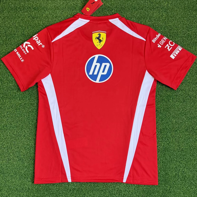 2026 Ferrari Red T-Shirts Racing Suit (Football Jersey Size)(圆领)