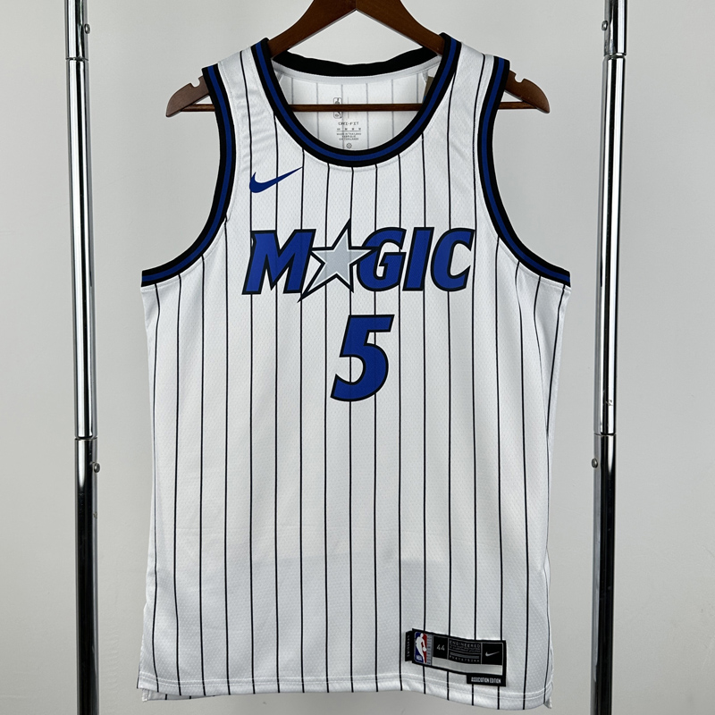 25-26 Magic BANCHERO #5 White Top Quality Hot Pressing NBA Jersey(条纹)