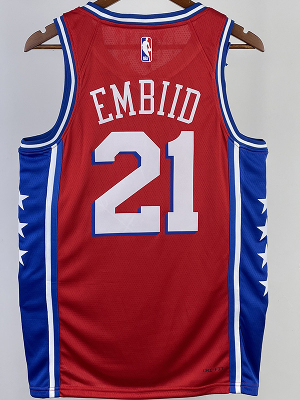 22-23 76ERS EMBIID #21 Red Top Quality Hot Pres...