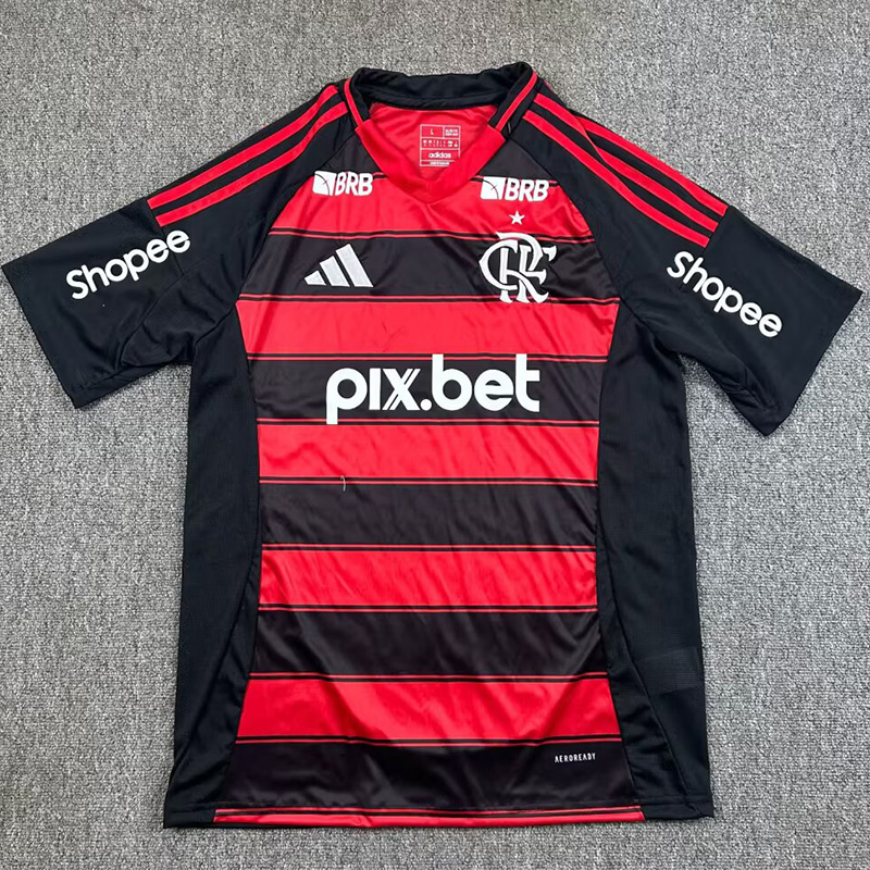 25-26 Flamengo Home Fans Soccer Jersey (Print All Sponsor )