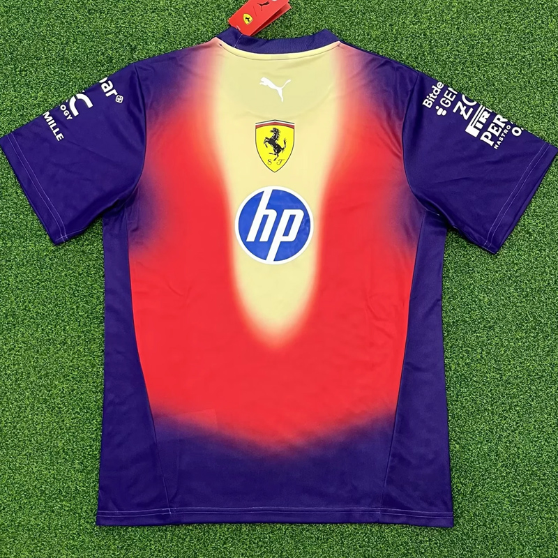 2026 Ferrari Red Blue T-Shirts Racing Suit (Football Jersey Size)(圆领)