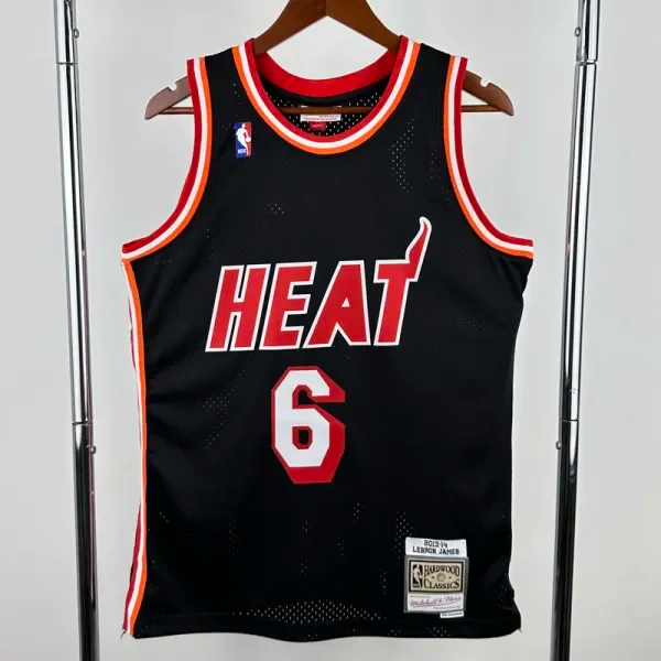 2013-2014 HEAT JAMES #6 Black Retro Top Quality Hot Pressing NBA Jersey