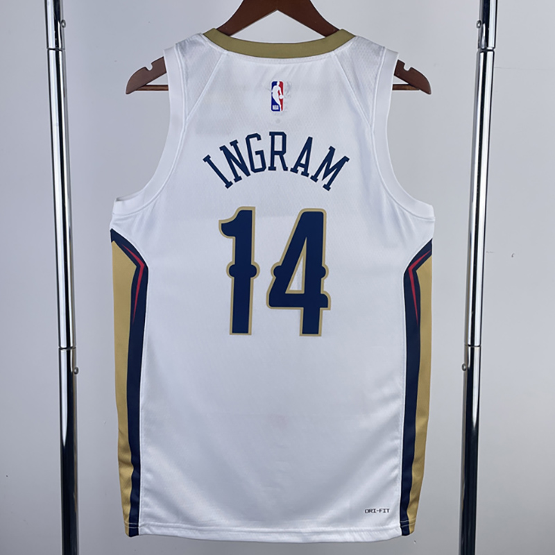 22-23 Pelicans INGRAM #14 White Top Quality Hot...