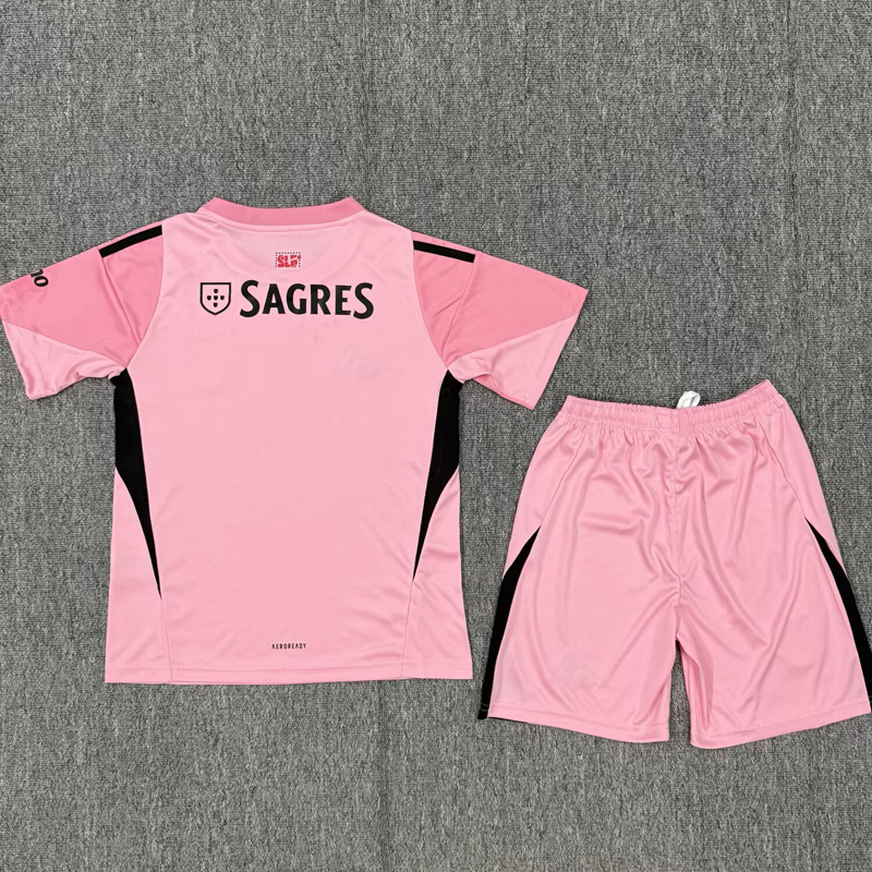 25-26 Benfica Pink Goalkeeper Kids Soccer Jersey