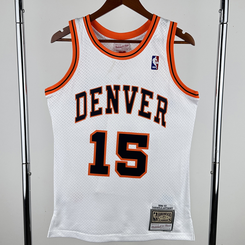 2006-07 Nuggets ANTHONY #15 White Retro Top Quality Hot Pressing NBA Jersey