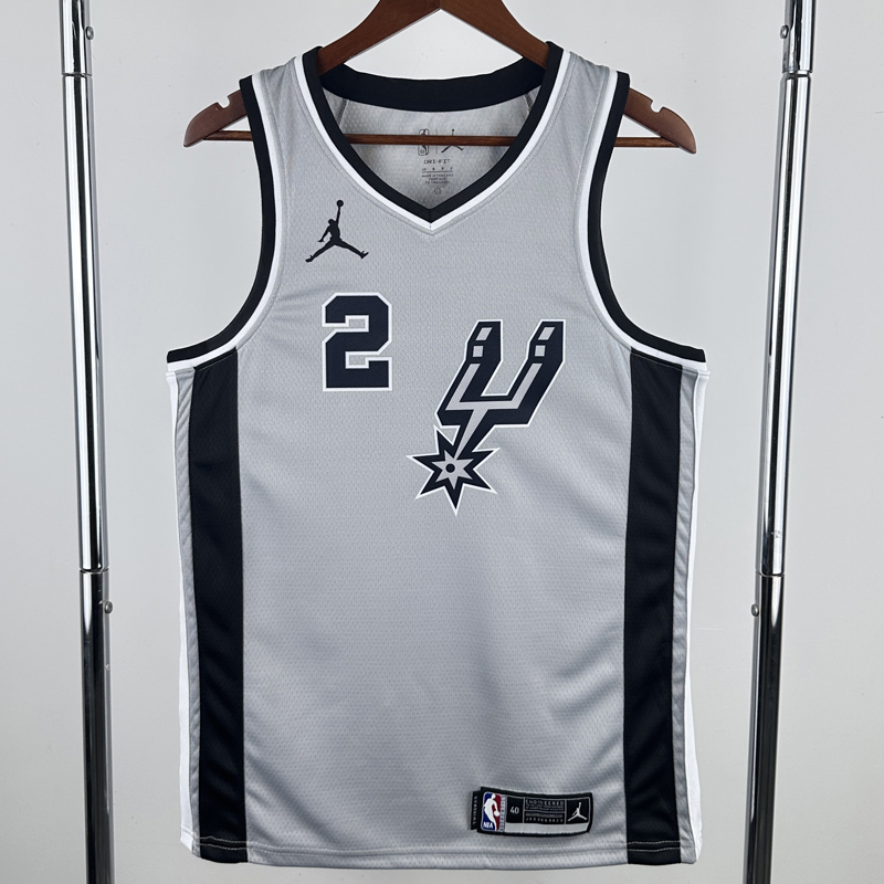 20-21 SA Spurs  LEONARD #2 Grey Top Quality Hot Pressing NBA Jersey (Trapeze Edition) 飞人版