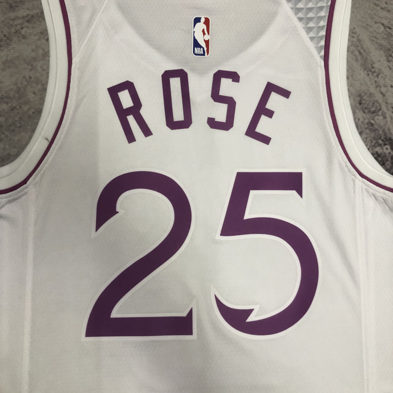 2018-19 Timberwolves ROSE #25 White Retro Top Q...
