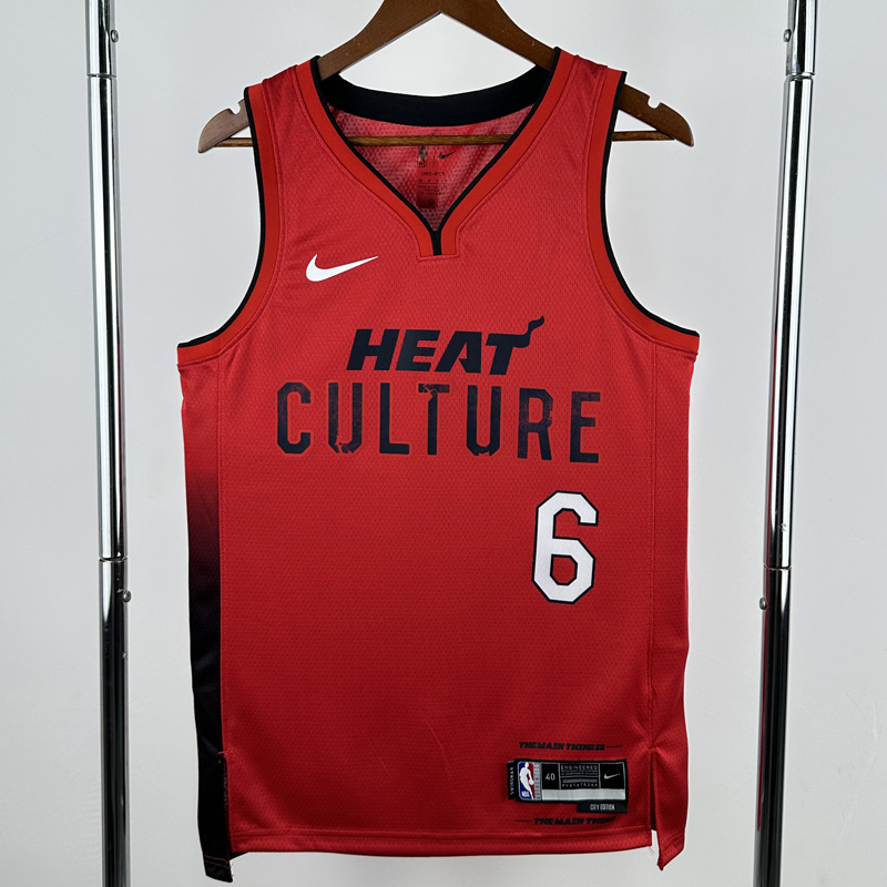 24-25 HEAT JAMES #6 Red City Edition Top Quality Hot Pressing NBA Jersey (V领）