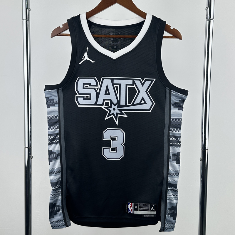 22-23 SA Spurs PAUL #3 Black Top Quality Hot Pressing NBA Jersey (Trapeze Edition) 飞人版