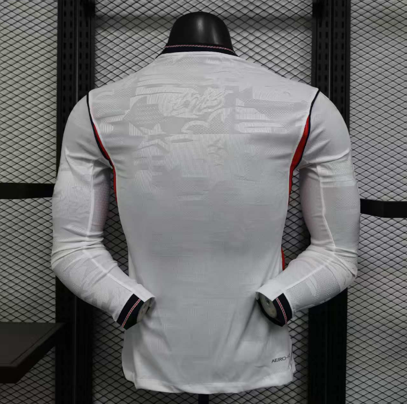 26-27 England Home Long Sleeve Player Version Soccer Jersey (长袖球员)