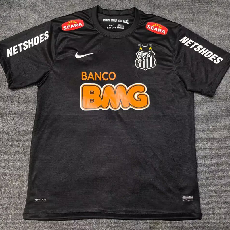 2012-2013 Santos FC Black Retro Soccer Jersey