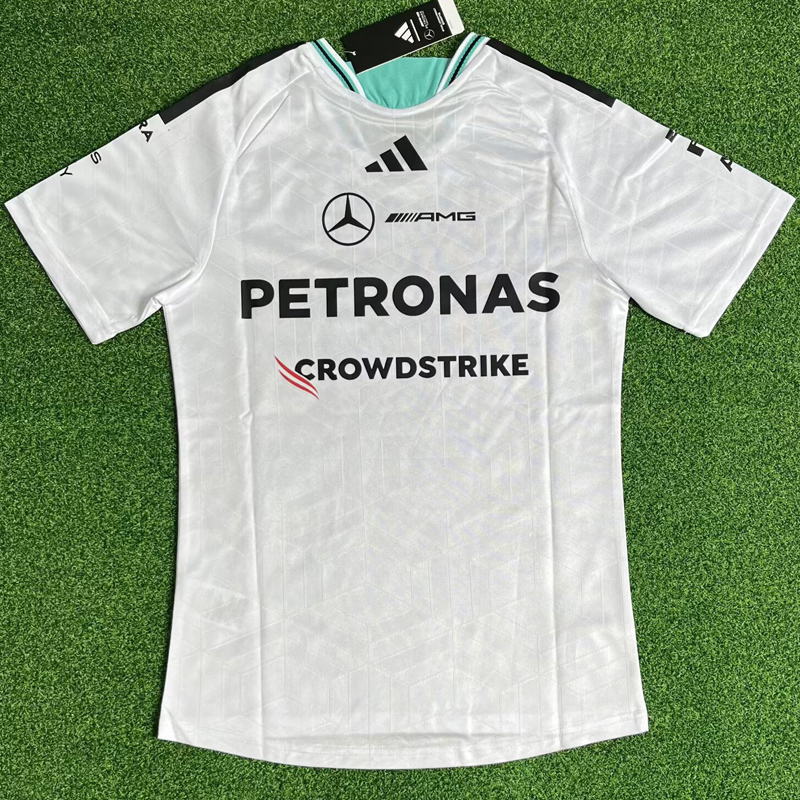 2026 Mercedes White T-Shirts Racing Suit (Slim-fit style)(圆领)球员