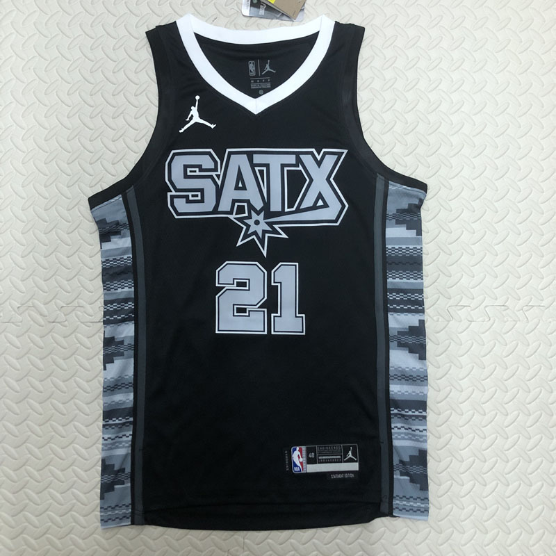22-23 SA Spurs DUNCAN #21 Black Top Quality Hot...