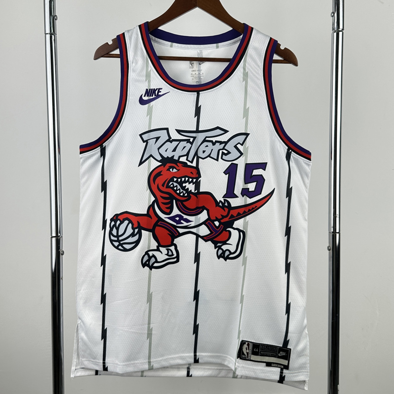 25-26 Raptors CARTER #15 White Retro Top Quality Hot Pressing NBA Jersey