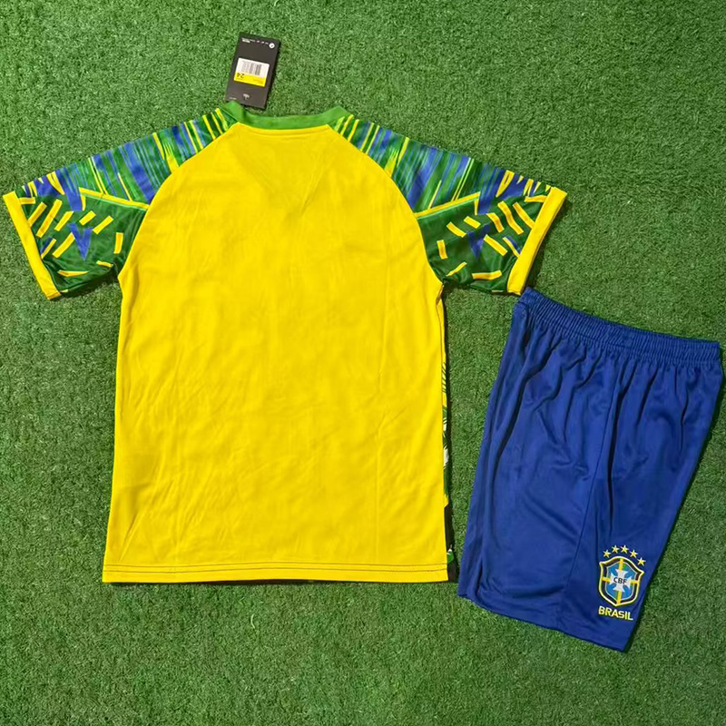 25-26 Brazil  Yellow Green Special Edition Kids Soccer Jersey