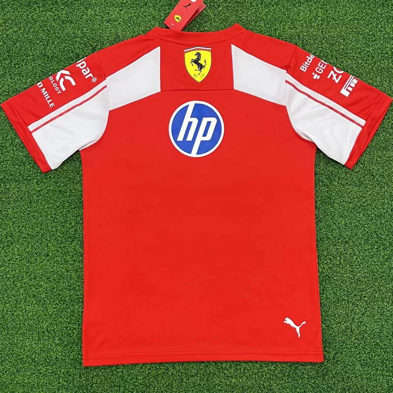 2026 Ferrari Red white T-Shirts Racing Suit (Football Jersey Size)(圆领)