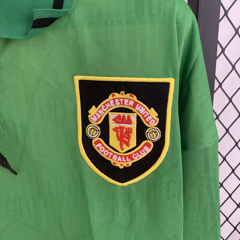 1992 Man Utd Away Long Sleeve Retro Soccer Jers...