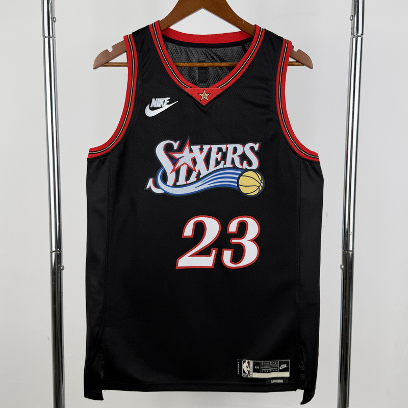 25-26 76ERS JAMES #23 Black Retro Top Quality Hot Pressing NBA Jersey (V领)