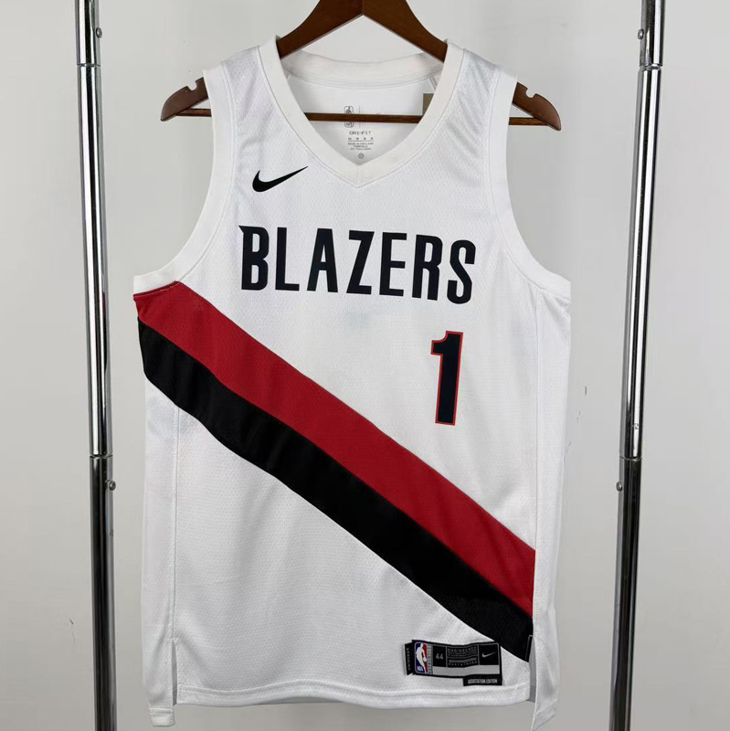 25-26 Trail Blazers MORANT #1 White Top Quality Hot Pressing NBA Jersey (V领)