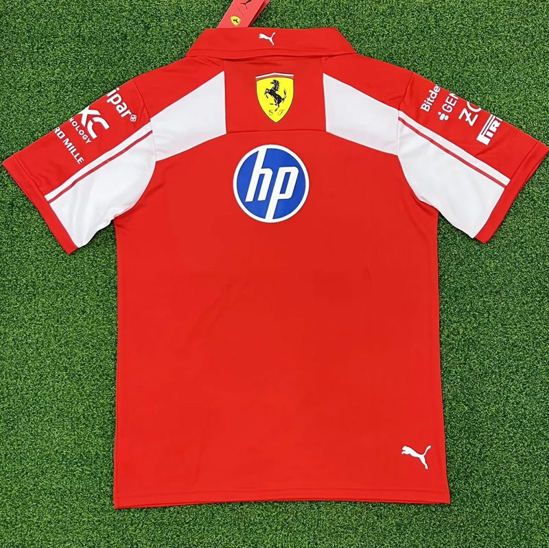 2026 F1 Ferrari Red white Polo Racing Suit (Football Jersey Size)(有领)