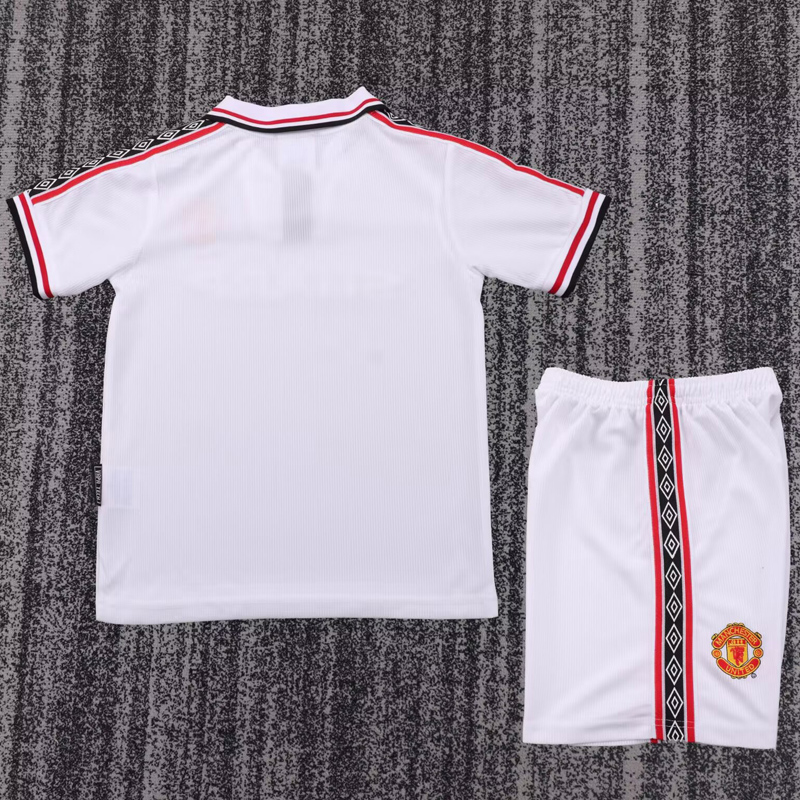 1998-1999 Man Utd White Kids Retro Soccer Jersey