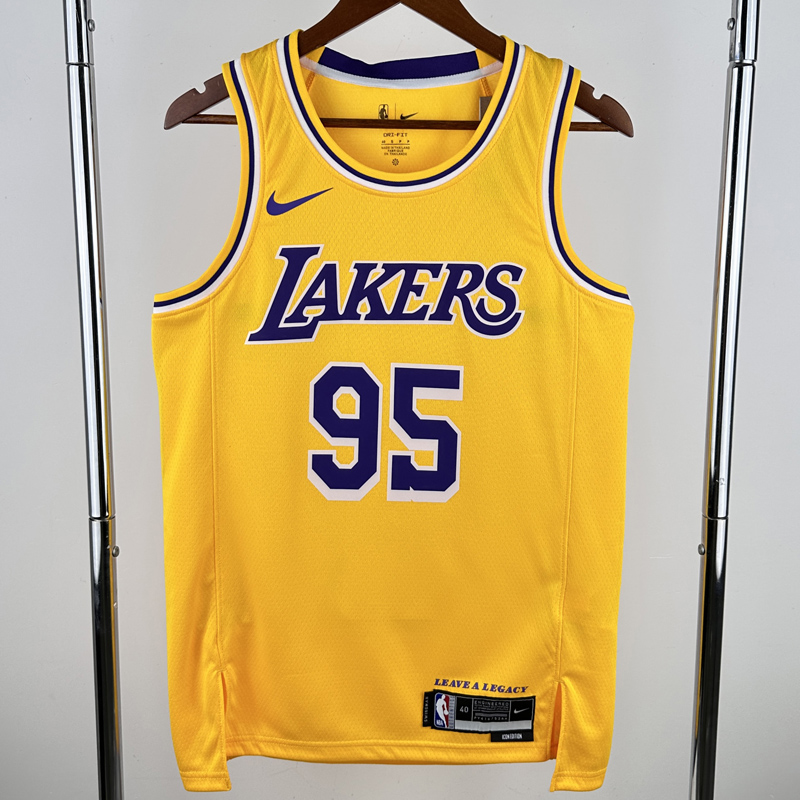 22-23 LAKERS TOSCANO #95 Yellow Top Quality Hot Pressing NBA Jersey(圆领)