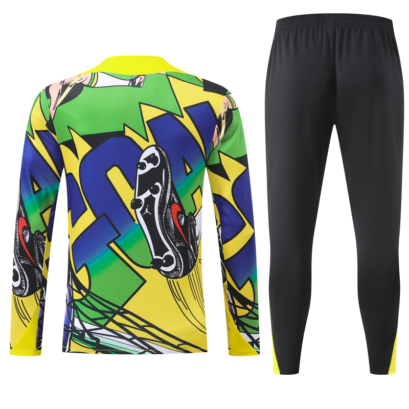 26-27 Brazil Green Kids Half Pull Tracksuit (童装)(涂鸦半拉链)