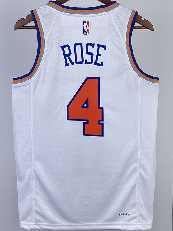 22-23 KNICKS ROSE #4 White Top Quality Hot Pres...