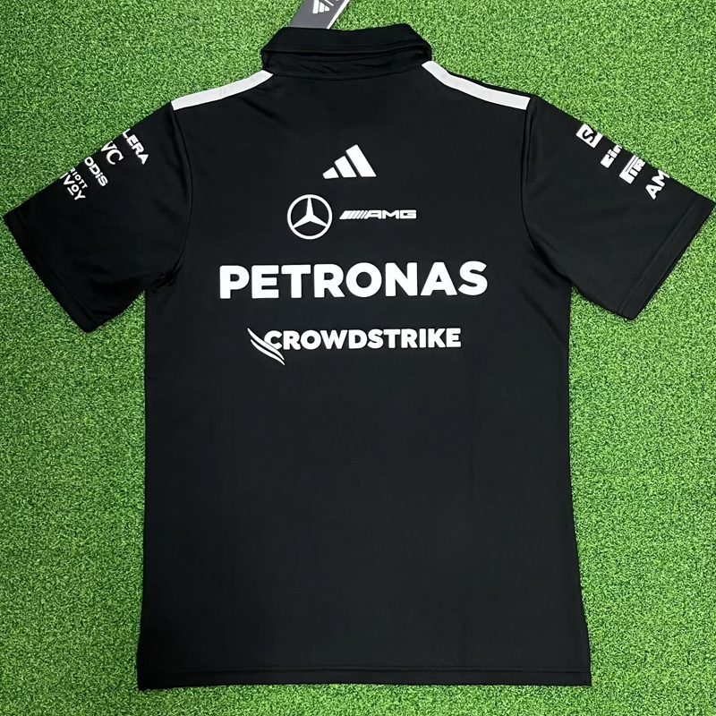 2026 Mercedes Black Polo Racing Suit (Football Jersey Size)(有领)