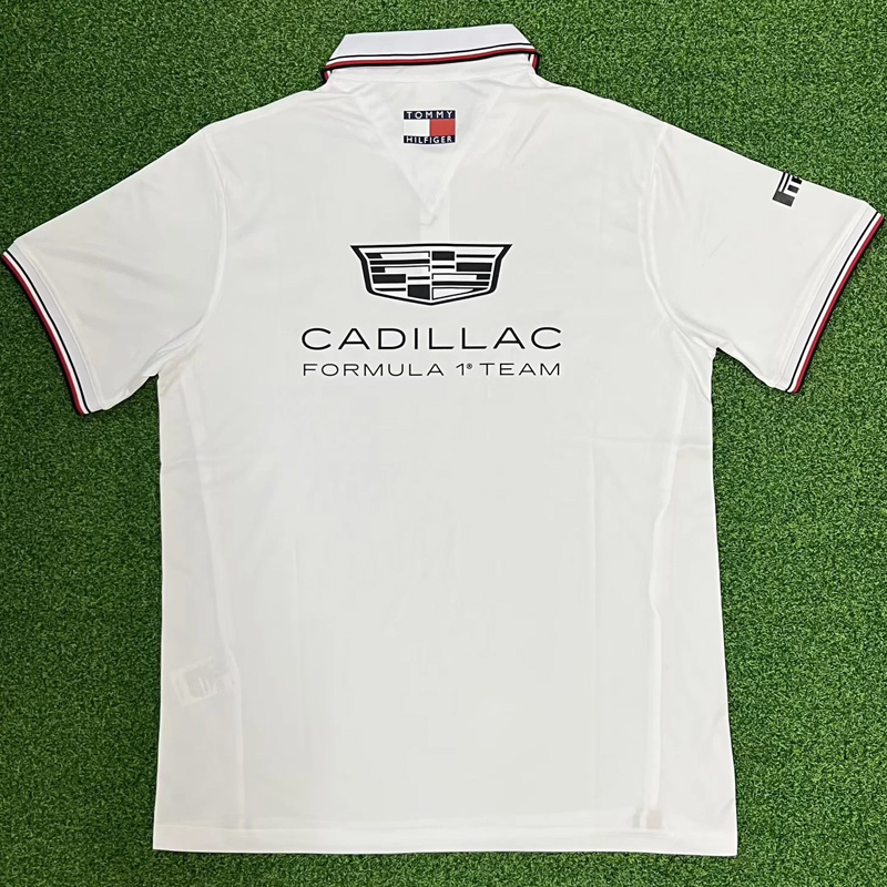 2026 Cadillac White Polo Racing Suit (Football Jersey Size)(有领)