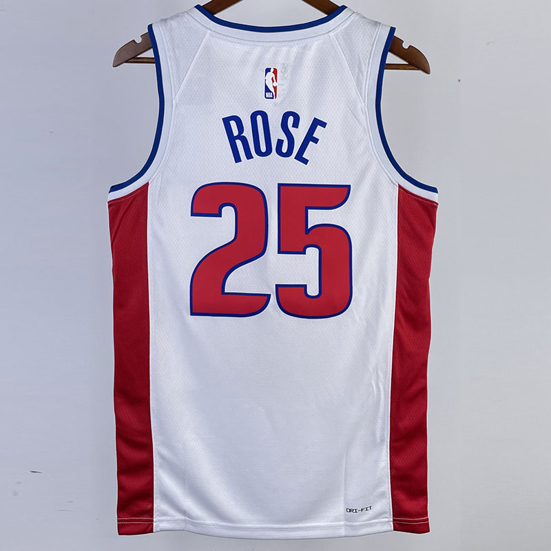 22-23 Pistons ROSE #25 White Top Quality Hot Pr...