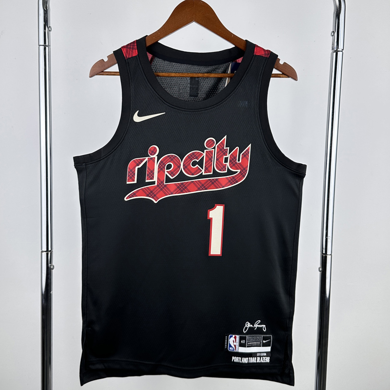 23-24 Trail Blazers SIMMONS #1 Black City Edition Top Quality Hot Pressing NBA Jersey