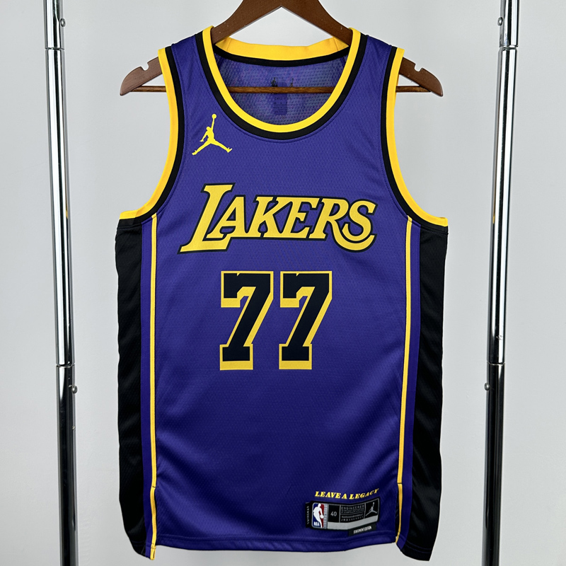 22-23 Lakers DONCIC #77 Purple Top Quality Hot Pressing NBA Jersey (Trapeze Edition) 飞人版