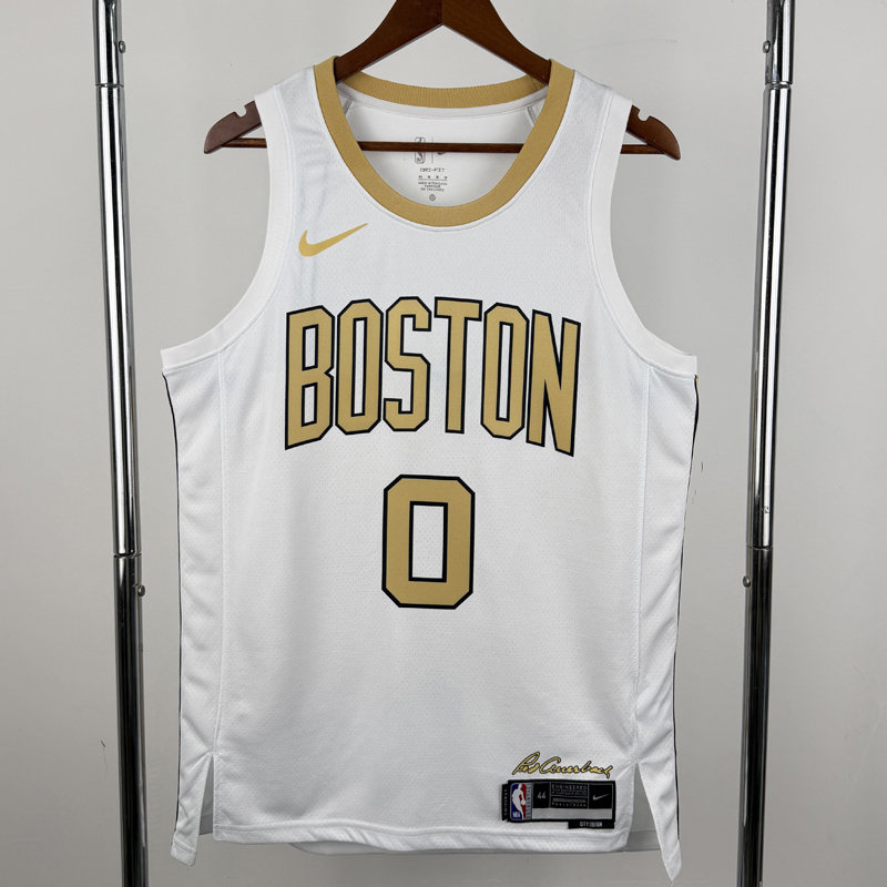 2025-26 Celtics TATUM #0 White City Edition Top Quality Hot Pressing NBA Jersey