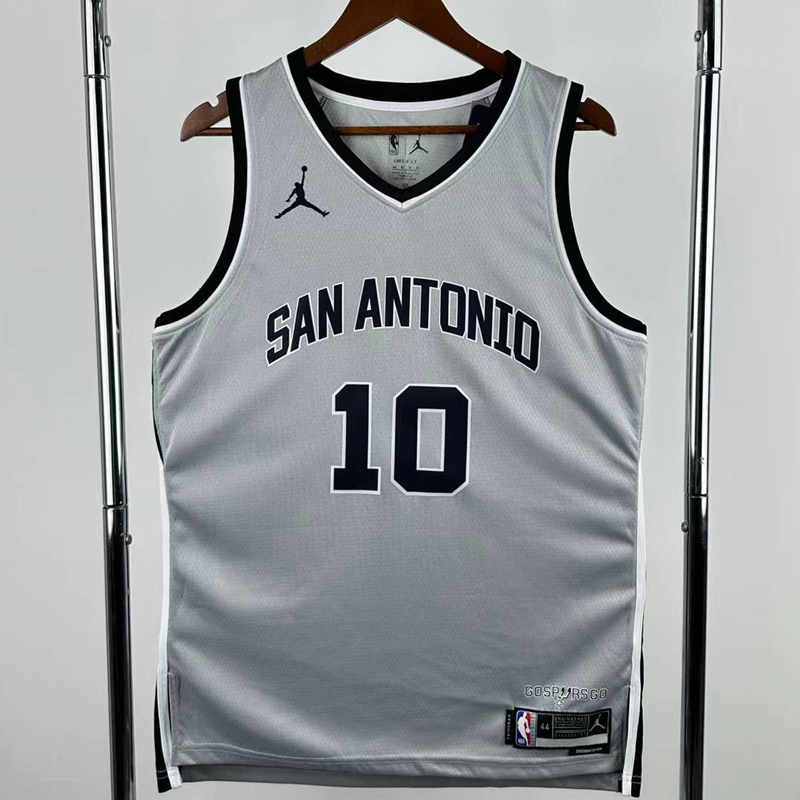 25-26 SA Spurs SOCHAN #10 Grey Top Quality Hot Pressing NBA Jersey