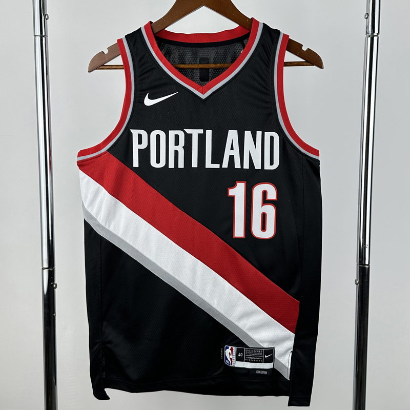 22-23 Trail Blazers YANG #16 Black Top Quality Hot Pressing NBA Jersey